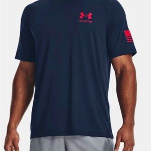 Under Armour Freedom Shirt Sleeve T- Shirt, large, blue